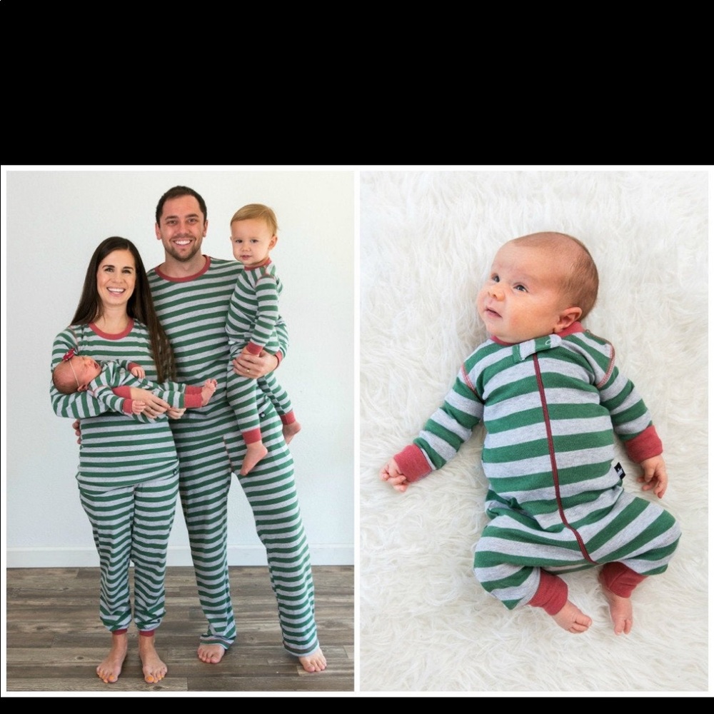 Women’s XS Grey and green stripe matching family pjs